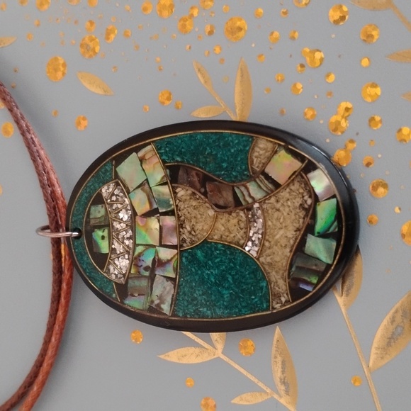 Mosaic Abalone Pendant Necklace - Picture 6 of 9